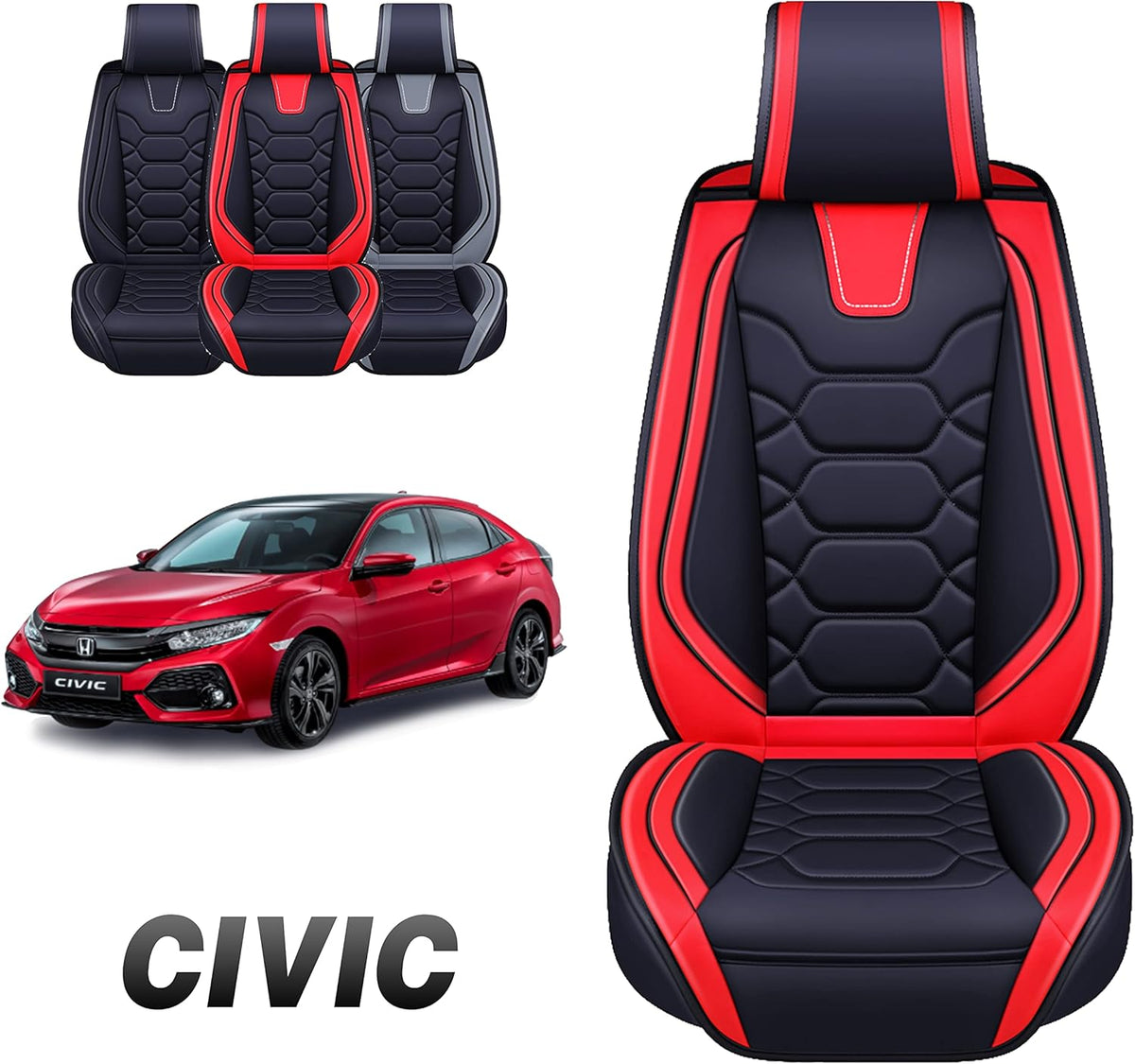 Black Leather Seat Covers Full Set B299844
