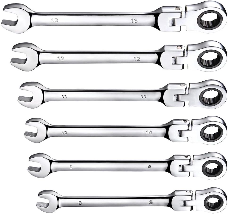 12pc Ratchet Spanner 8-19mm Metric Wrench Flexible Head Combination Tool Set F210