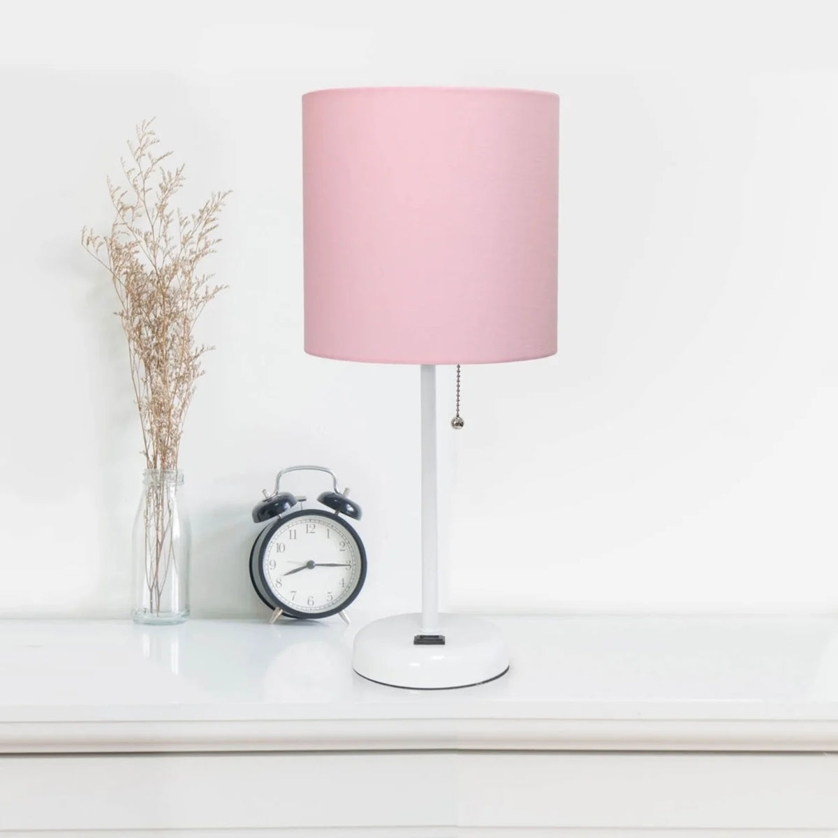 Pink Stick Lamp with Fabric Shade S426