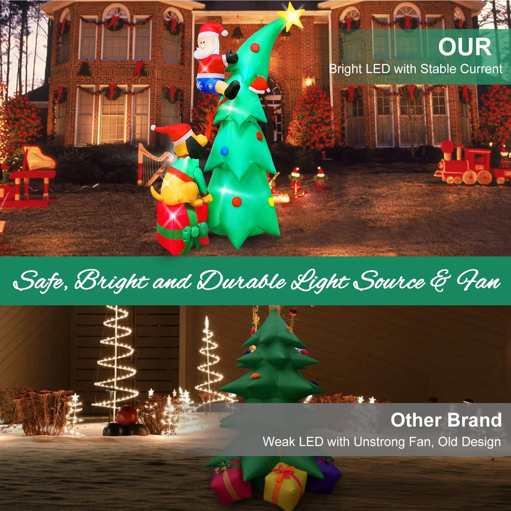 7ft Christmas Inflatable Santa Claus with Dog, 6 LED Lights L181351