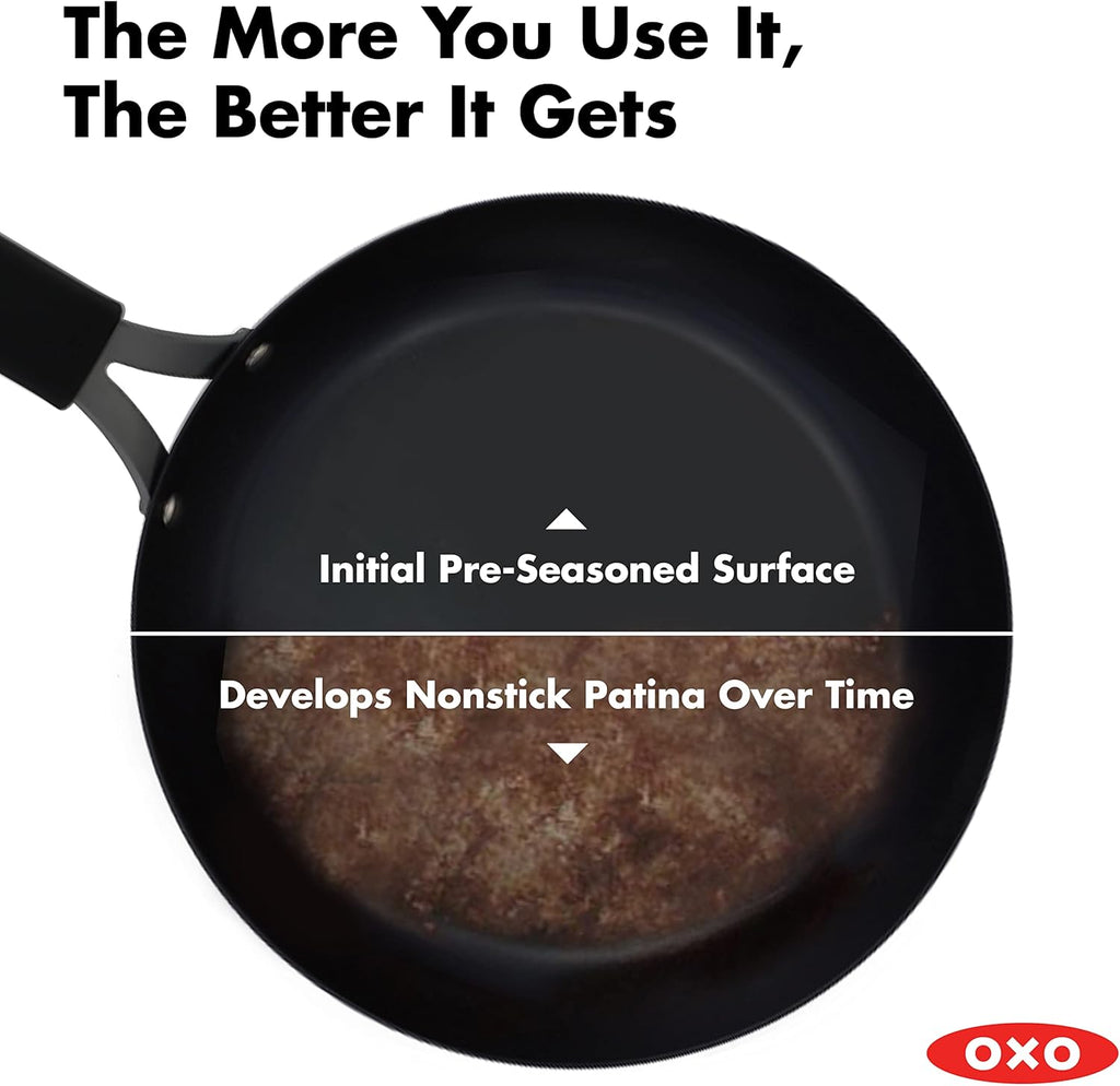 Black 12 Carbon Steel Frying Pan with Silicone Sleeve I2985