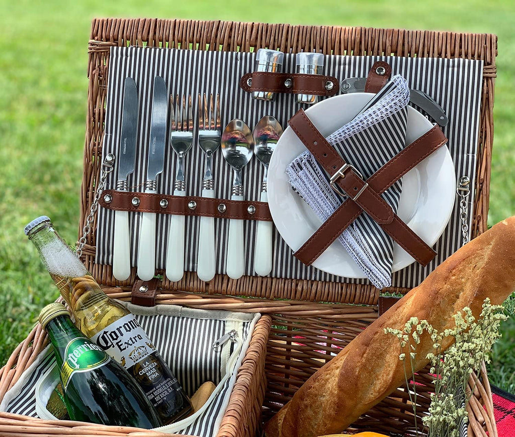 Willow Wicker Picnic Basket Set with Insulated Compartment X931537
