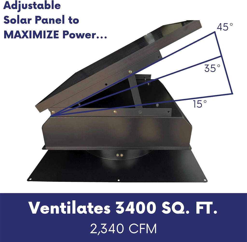 Solar Attic Fan with Thermostat/Humidistat/adapter, 22.5 x 22.5 x 11 IN. F296834