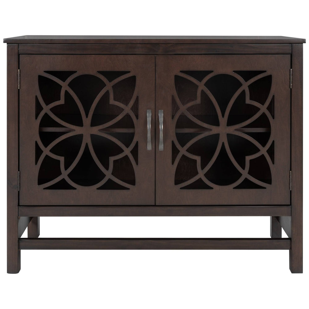 Brown Navy Blue Wood Accent Sideboard Storage Cabinet with Doors U6016