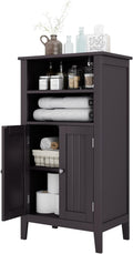 White Double Door Bathroom Floor Cabinet with Shelves D105447