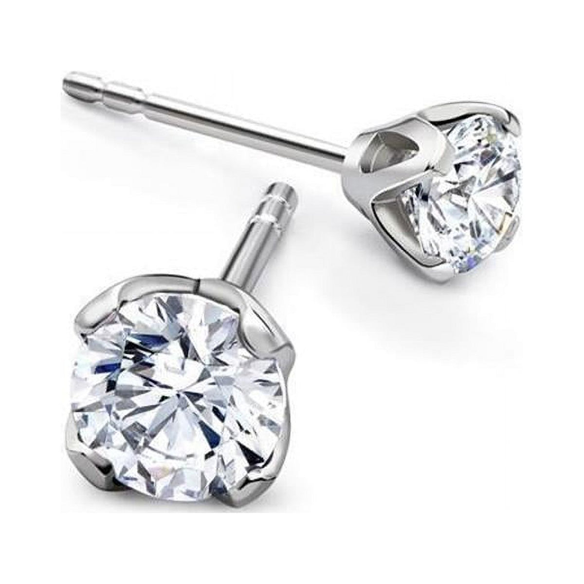 14K White Gold Womens Stud Earrings N7742