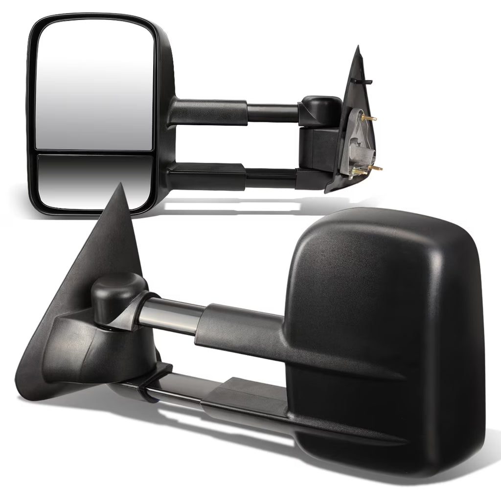 Pair of Black Textured Telescoping Manual Side Towing Mirrors O100163