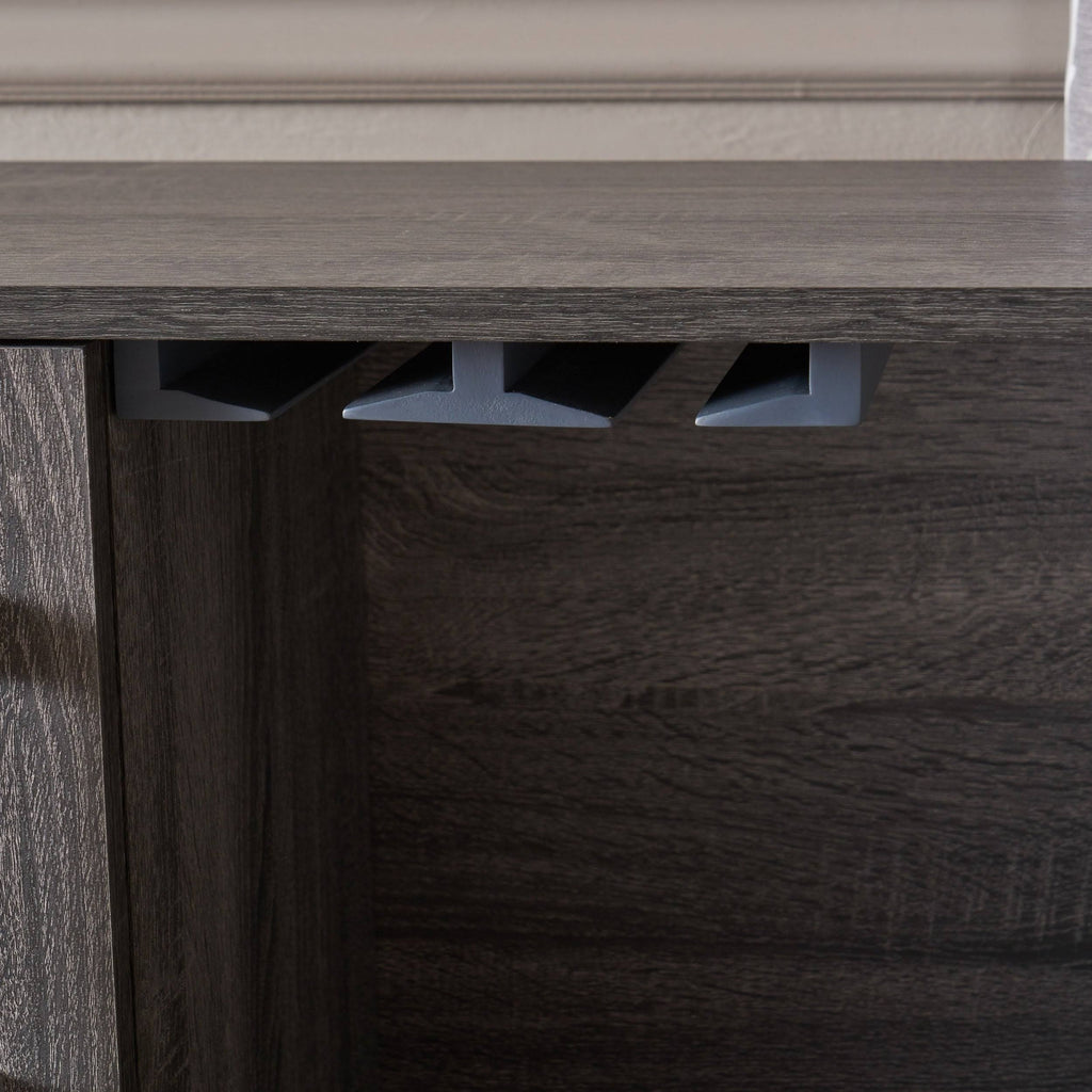 Sonoma Gray Oak and Black Finish Bar Cabinet I260