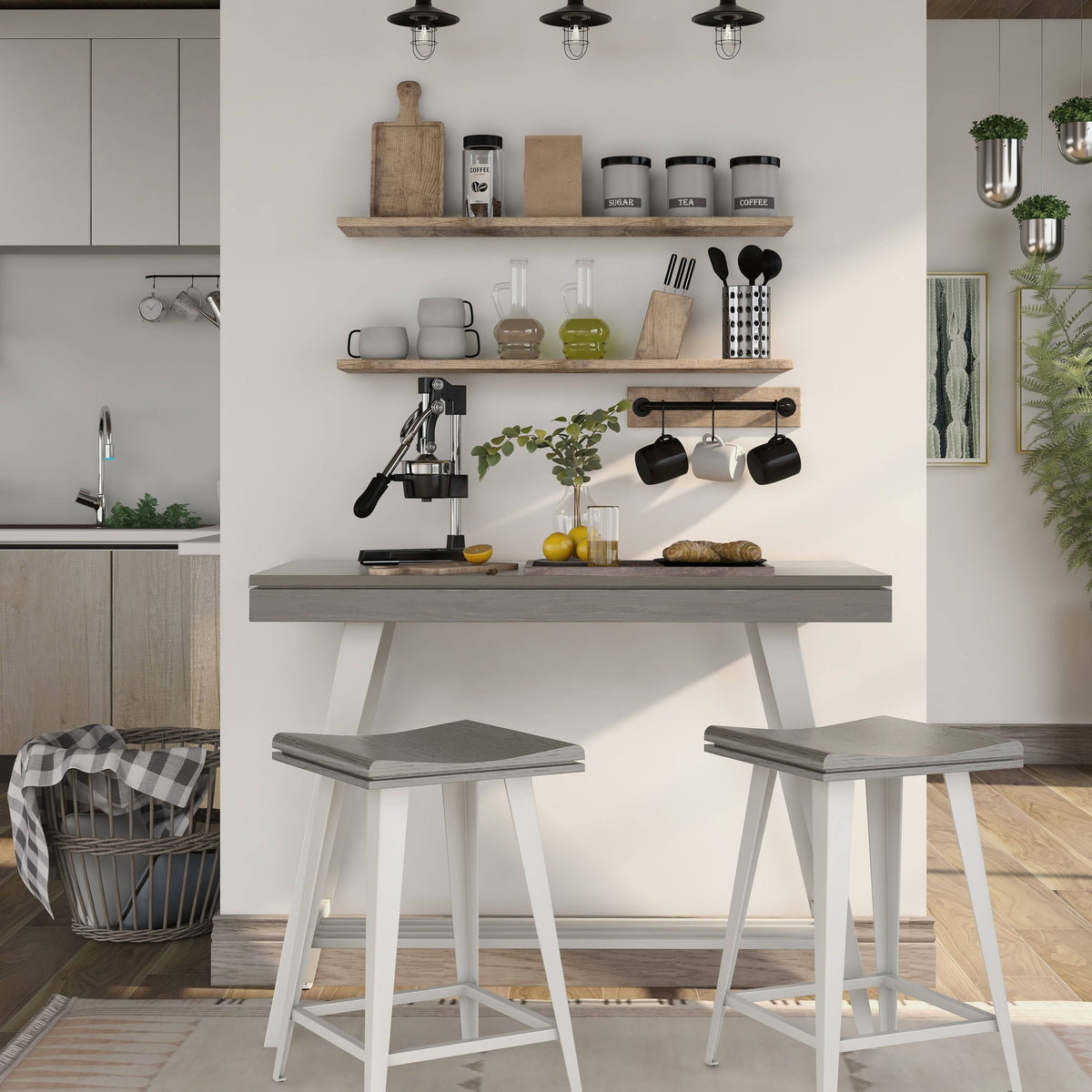 3-Piece Counter Height Table Set Dark Oak X482