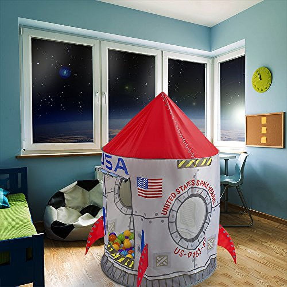 Space Adventure Rocket Play Tent with 100 Soft Ball Pit Balls Z2243
