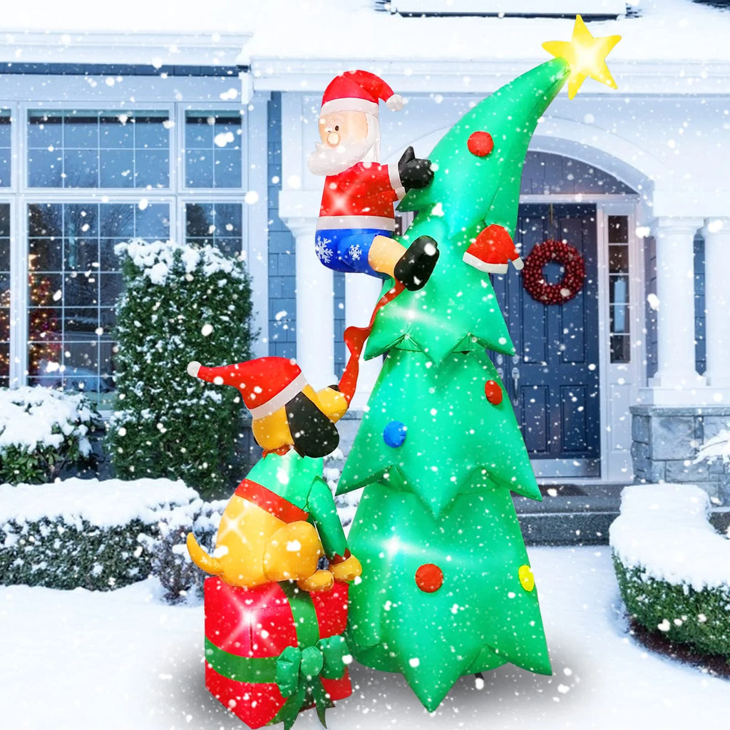7ft Christmas Inflatable Santa Claus with Dog, 6 LED Lights L181351