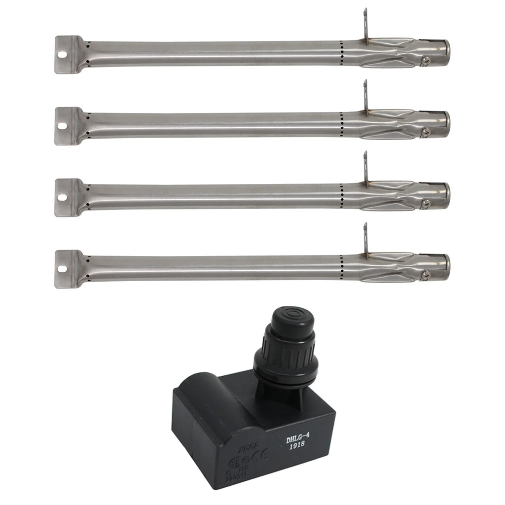 4 BBQ Gas Grill Tube Burner & 1 4-Outlet Spark Generator Ignitor Replacement Parts C8080