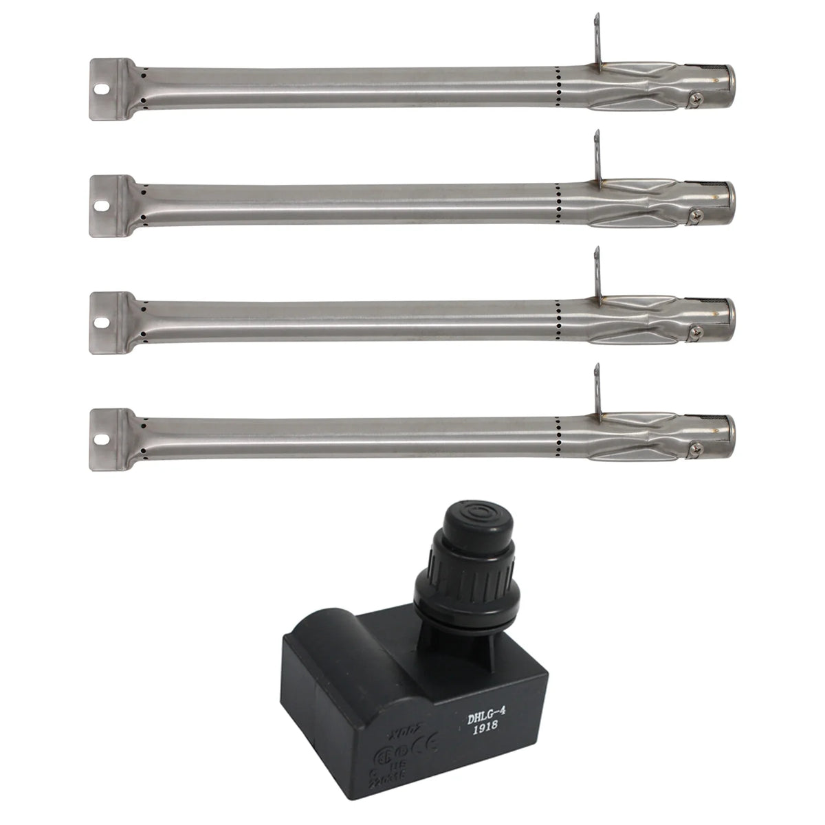 4 BBQ Gas Grill Tube Burner & 1 4-Outlet Spark Generator Ignitor Replacement Parts C8080