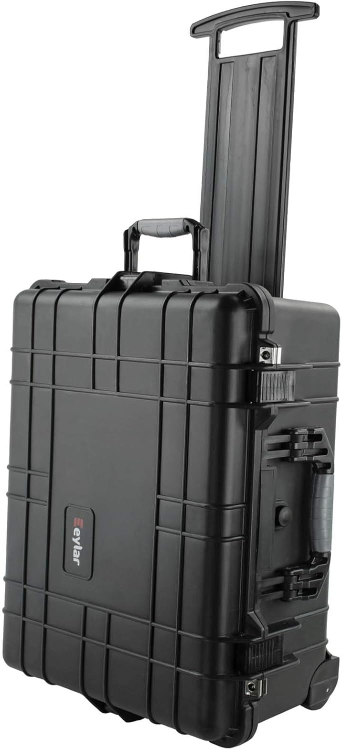 Medium 21 Protective Roller Camera Hard Case Water and Shock Resistant with Foam Black B431