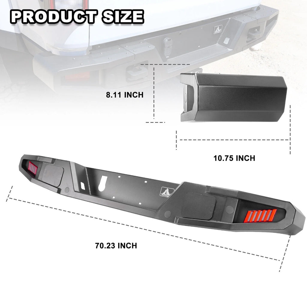 Steel Full Width Rear Bumper with 2 LED Lights D702