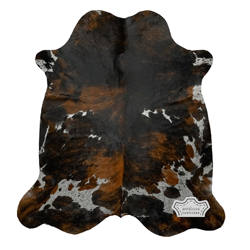 Dark Tricolor Genuine Leather Cowhide Rug, Medium 5' x 7' L399