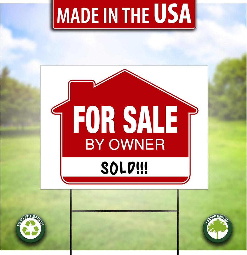 For Sale Signs (5 Pack) Double-Sided Yard Sign Stakes with Directional Arrows C9796