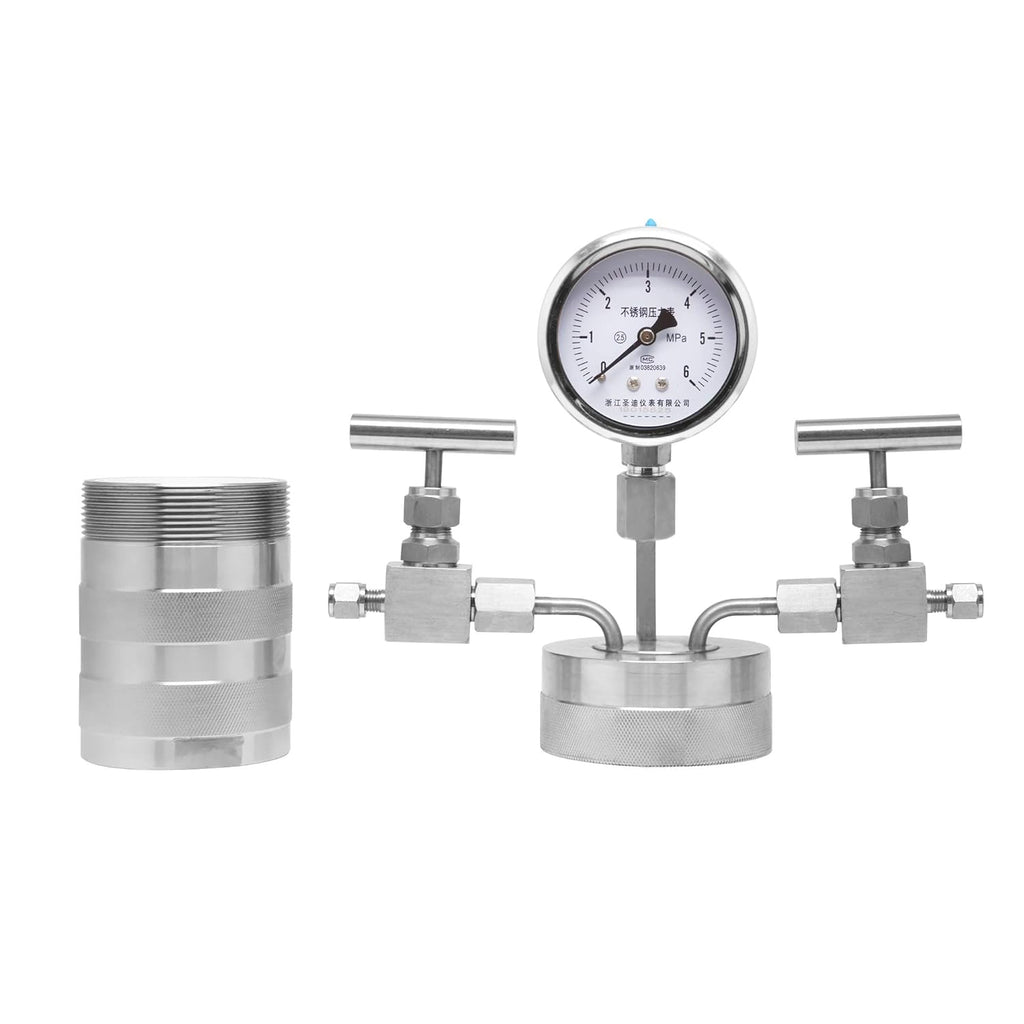 300ml Hydrothermal Synthesis Autoclave Reactor with polytetrafluoroethylene Lining Pressure Gauge B6733