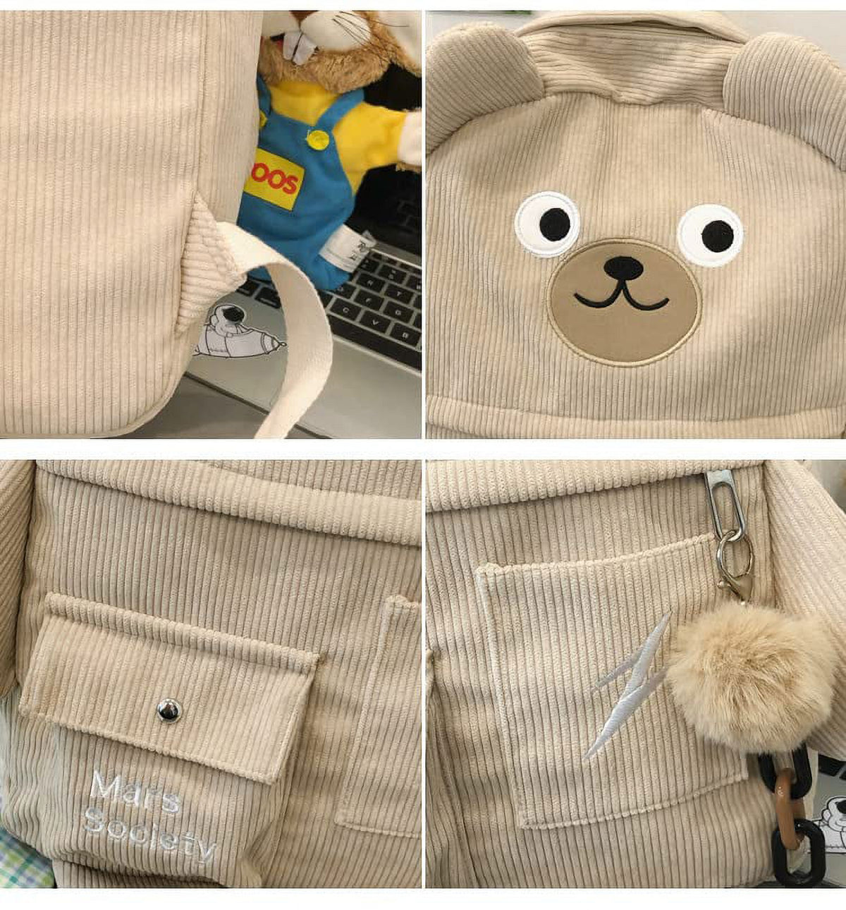 Corduroy Backpack Schoolbag W332752