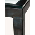 Clear Tempered Glass Console Table with Ocean Blue Base I994