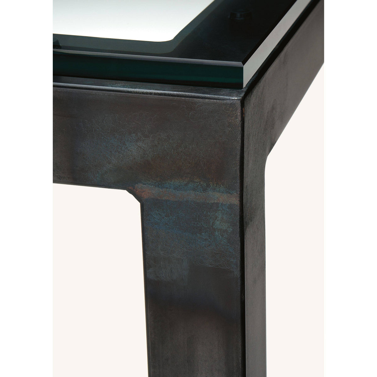 Clear Tempered Glass Console Table with Ocean Blue Base I994