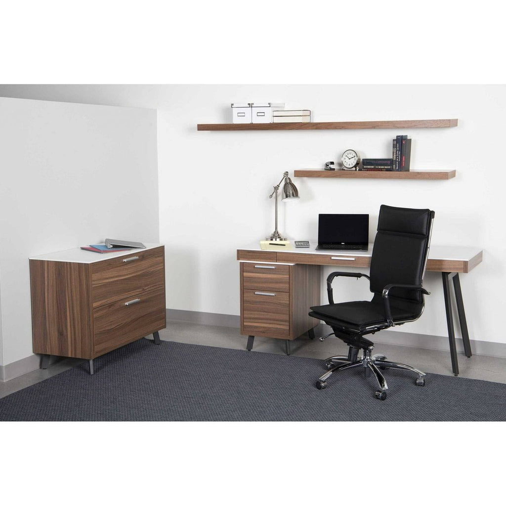 High Back Office Chair in Black with Chromed Steel Base F463