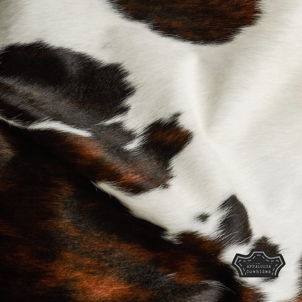 Dark Tricolor Genuine Leather Cowhide Rug, Medium 5' x 7' L399