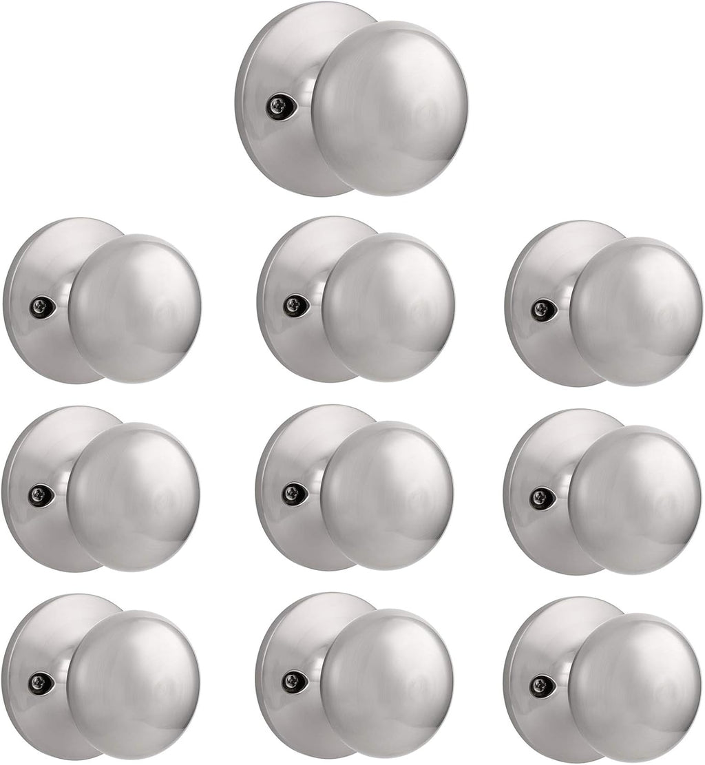 5 Pack Brushed Nickel Keyless Privacy Door Knobs H145