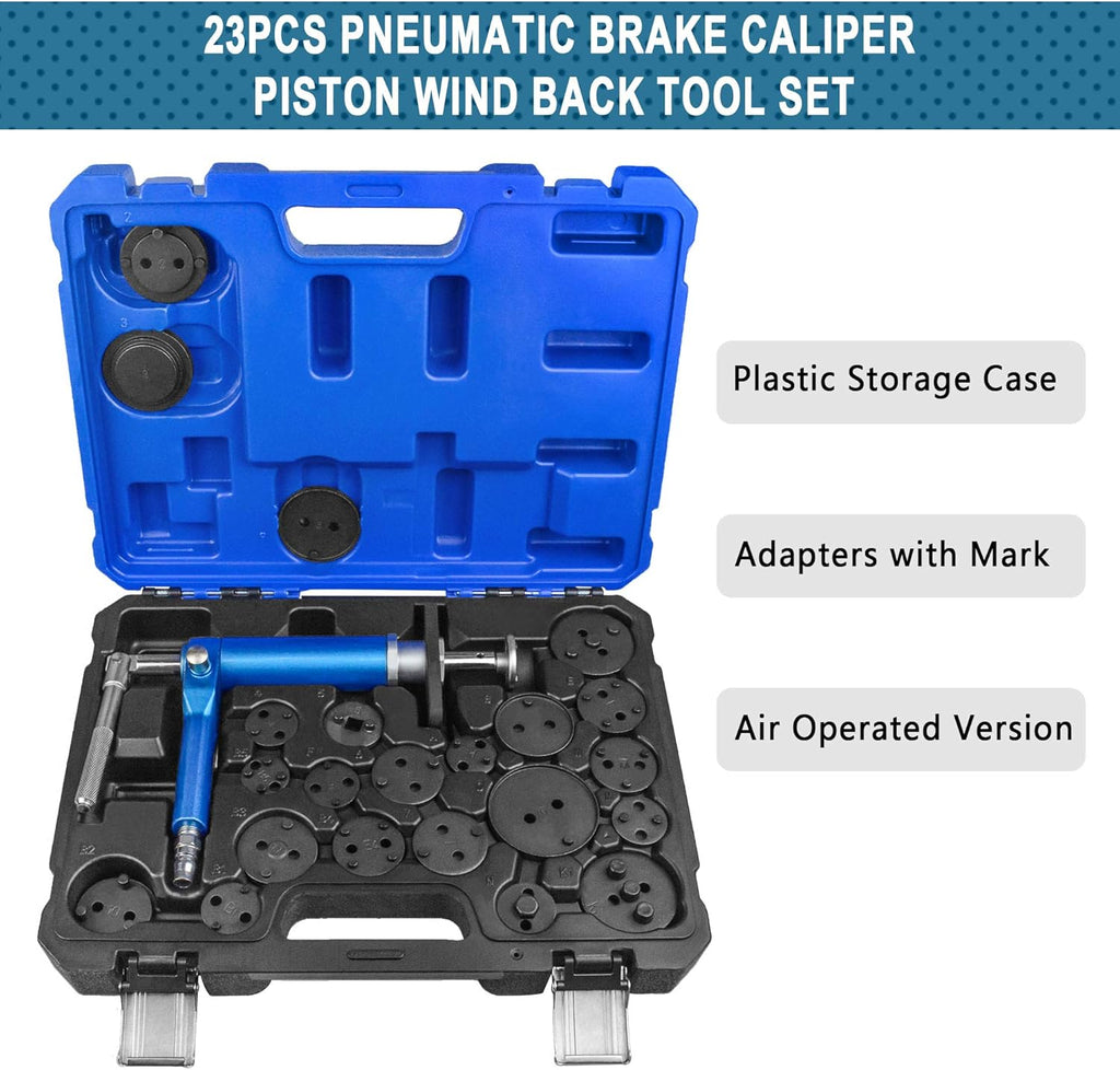 23PCS Pneumatic Brake Caliper Wind Back Tool Kit with Adapters X2897
