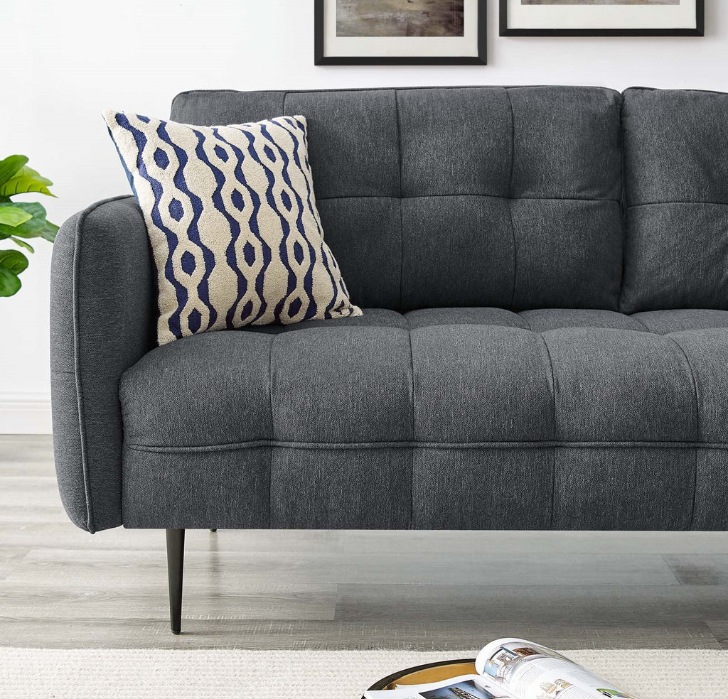 Tufted Fabric Dark Grey Sofa D602197