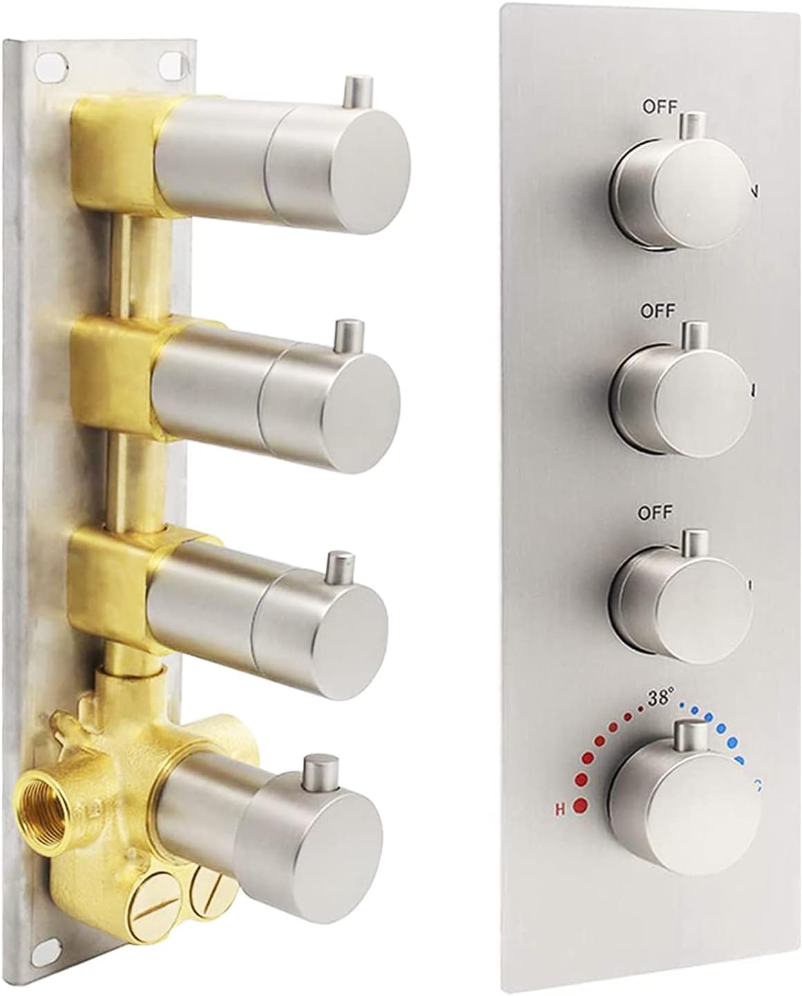 Brushed Nickel Thermostatic Shower Diverter Mixer Valve V14589