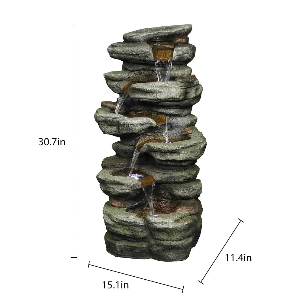 5-Tier Rock Water Fountain with LED T142