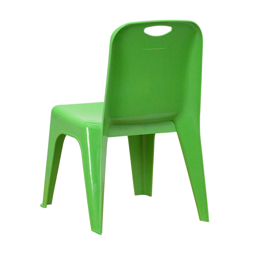 Green Plastic Stackable School Chair with Carrying Handle U591646