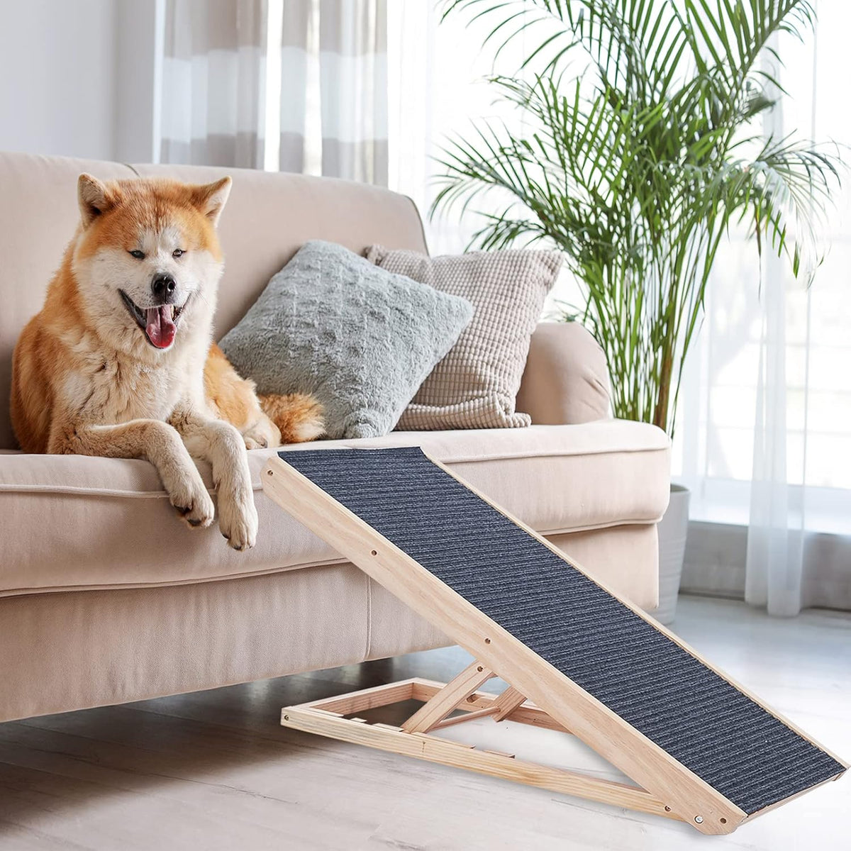 Wooden Adjustable Pet Ramp with Non-Slip Traction Pad, 40 Long B5960