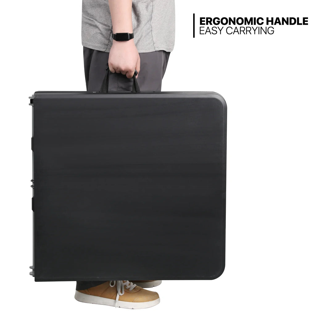 10 Pieces Plastic Folding Card Table with Carrying Handle, Black C35160