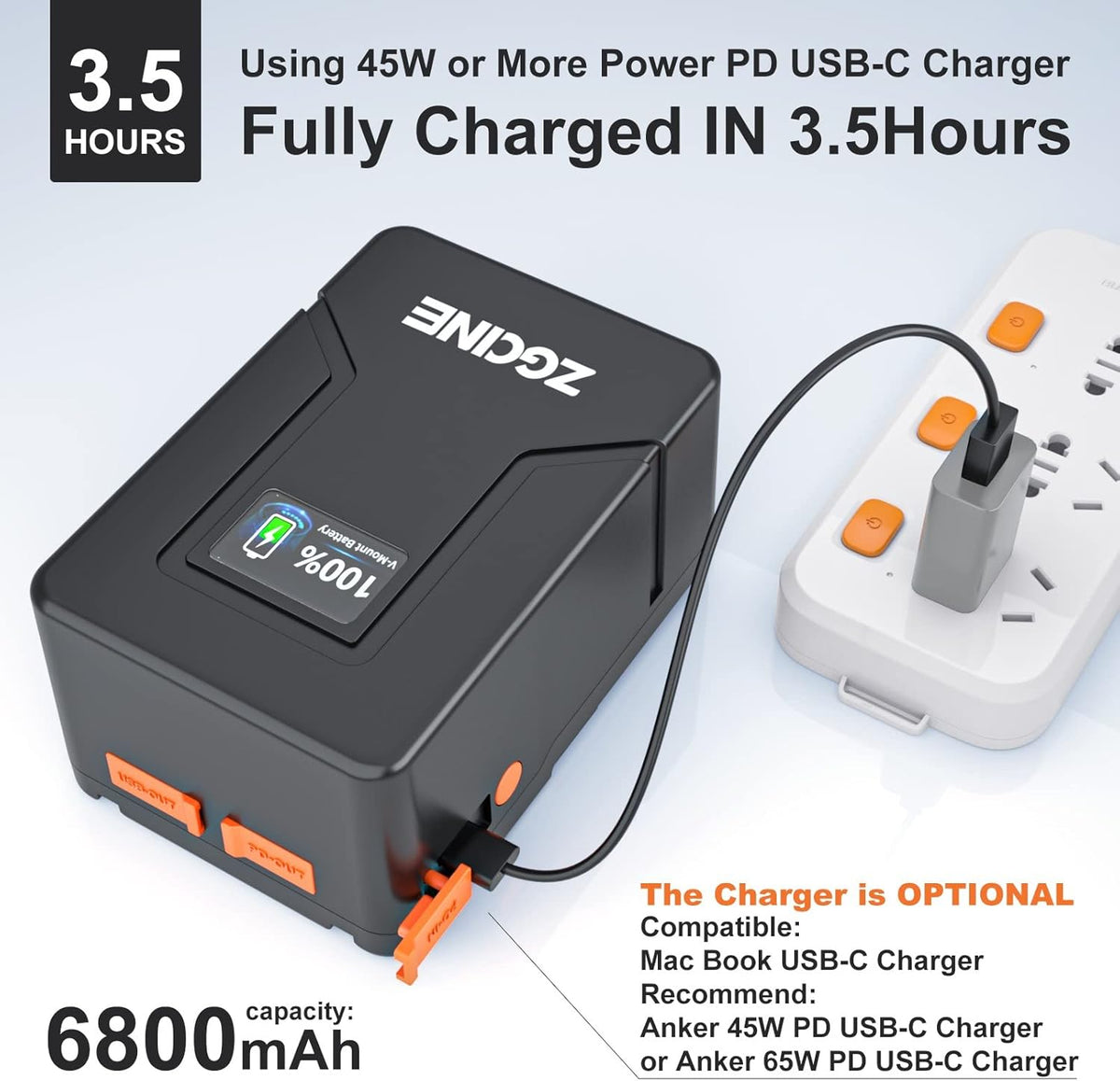 Mini V-Mount Battery 99Wh 14.8V 6800mAh with D-TAP USB-C USB-A Output O523999