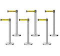 Polished Stainless Steel Retractable Belt Barriers, Set of 6, 13 ft. Belt J6582