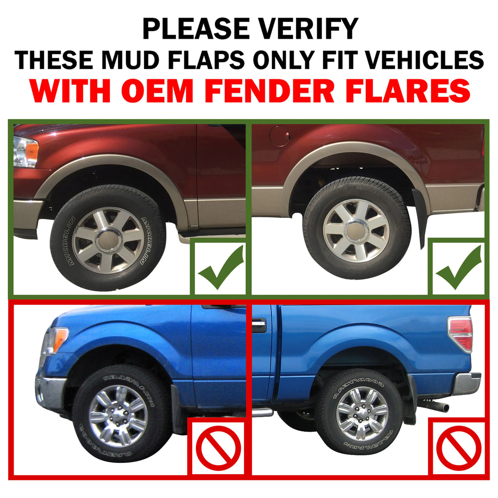 Heavy Duty Molded Mud Flaps Splash Guards 4pc Set I37651