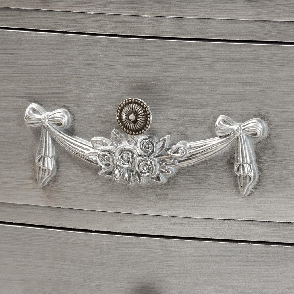 Brushed Silver Finished Wood 5-Drawer Chest L2863