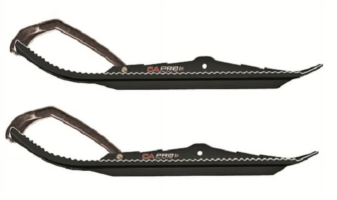 Black Snowmobile Skis with 6" Round Bars Complete Kit L3340