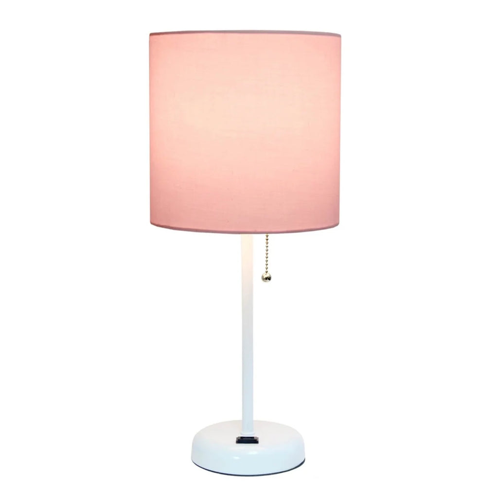 Pink Stick Lamp with Fabric Shade S426