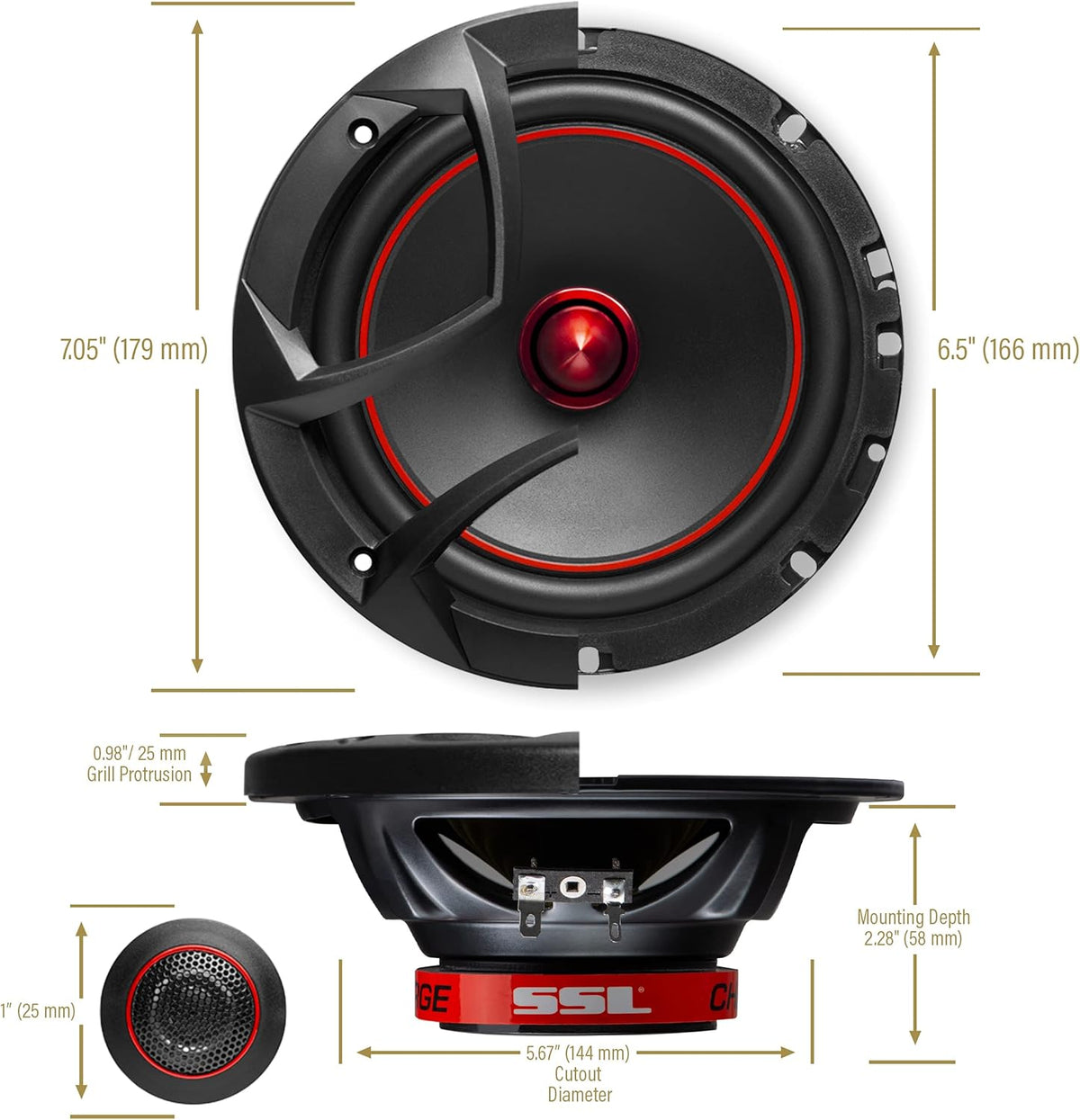 6.5 Inch 2 Way Component Car Speakers, 350 Watts Per Pair Z32189