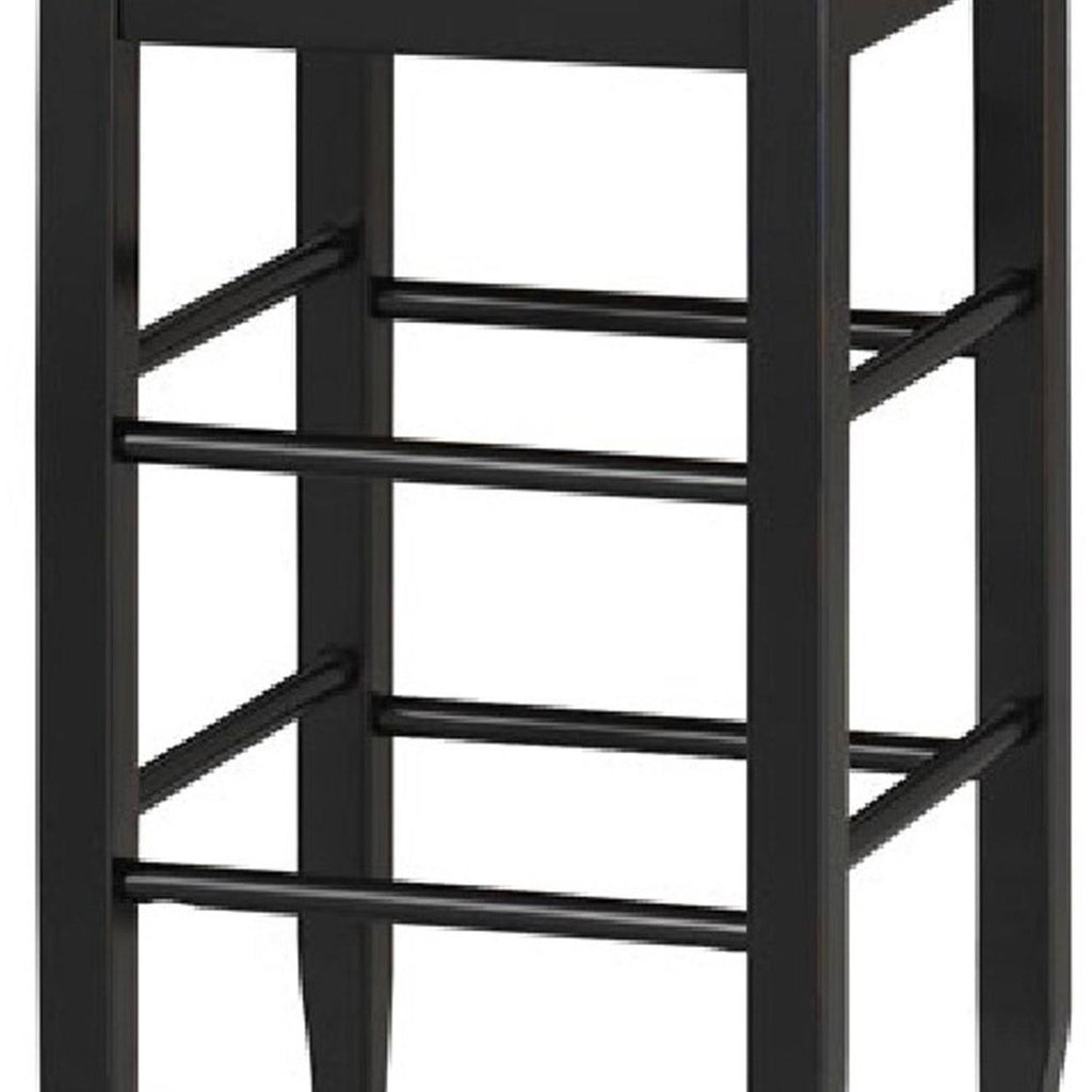 Beige and Black Woven Wooden Frame Barstool with Saber Legs J4333