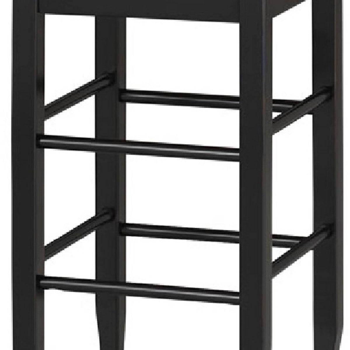 Beige and Black Woven Wooden Frame Barstool with Saber Legs J4333