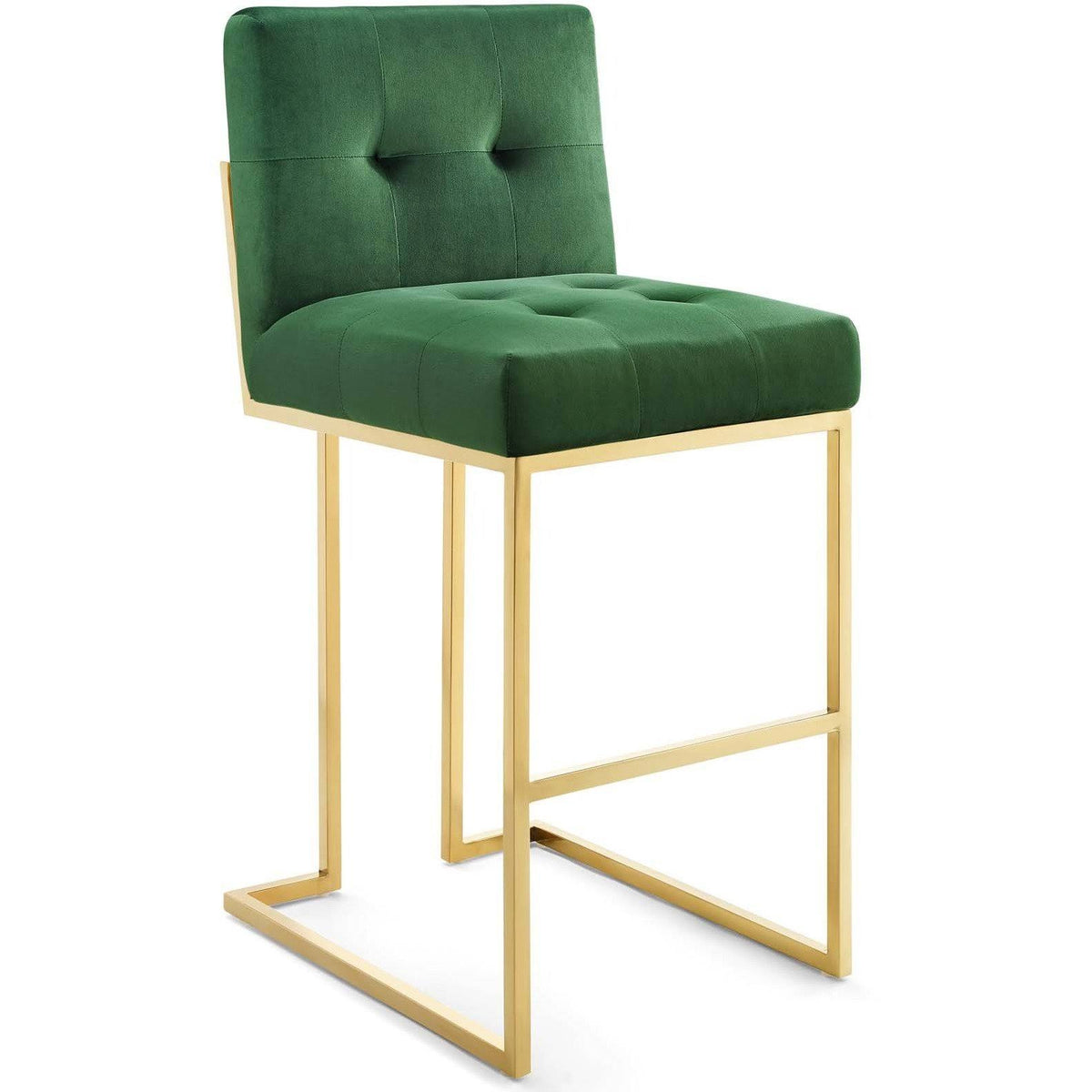 Gold Stainless Steel Performance Velvet Bar Stool Set of 2 Q9683