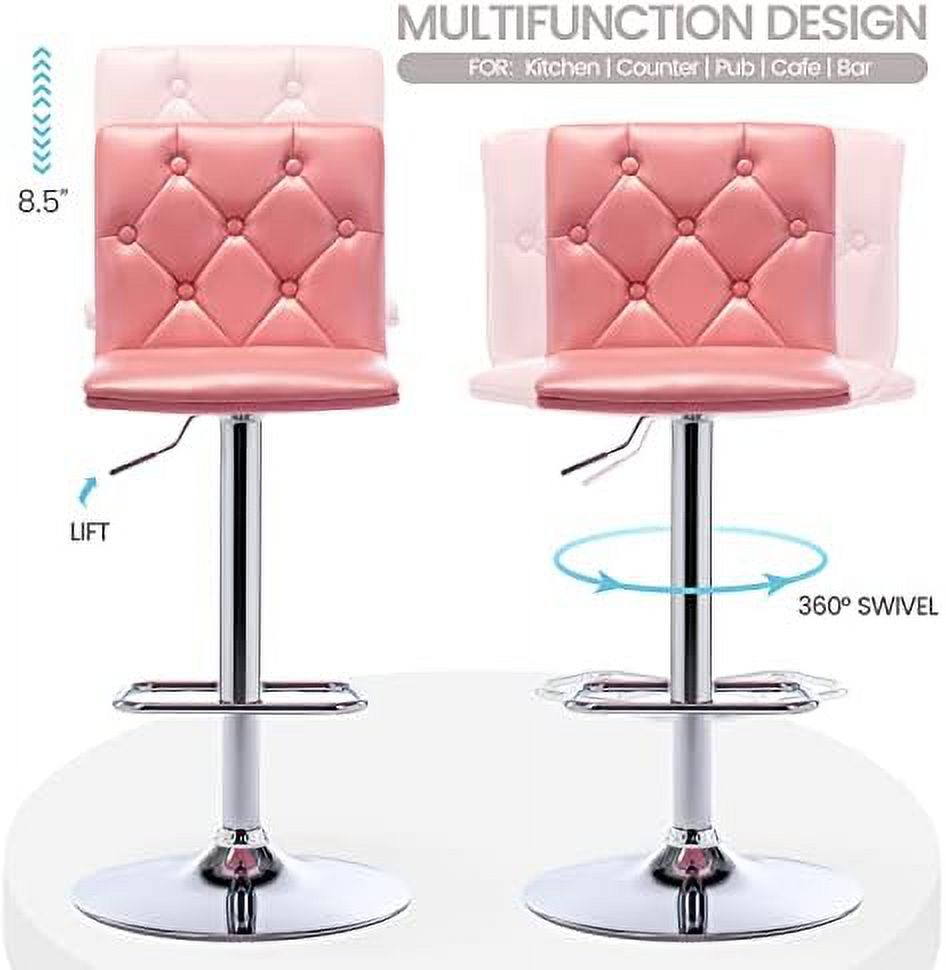 Red PU Leather Swivel Barstools Set of 2 U69239