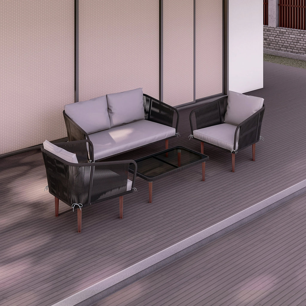 Black/Gray 4-Piece Patio Sofa Set P129944