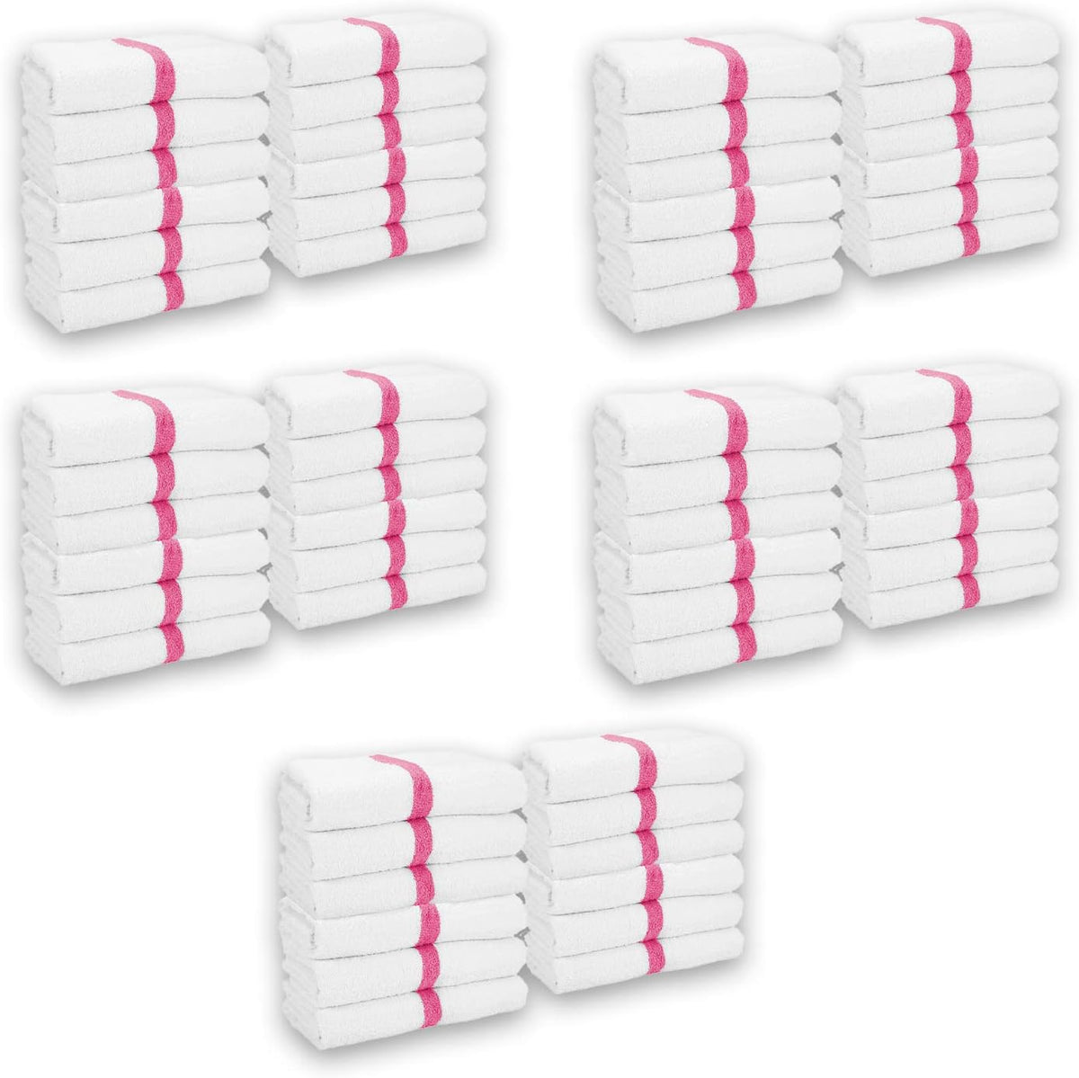 Pink Center Stripe Bath Towels, 22x44, 60 Bulk Case Pack O50563