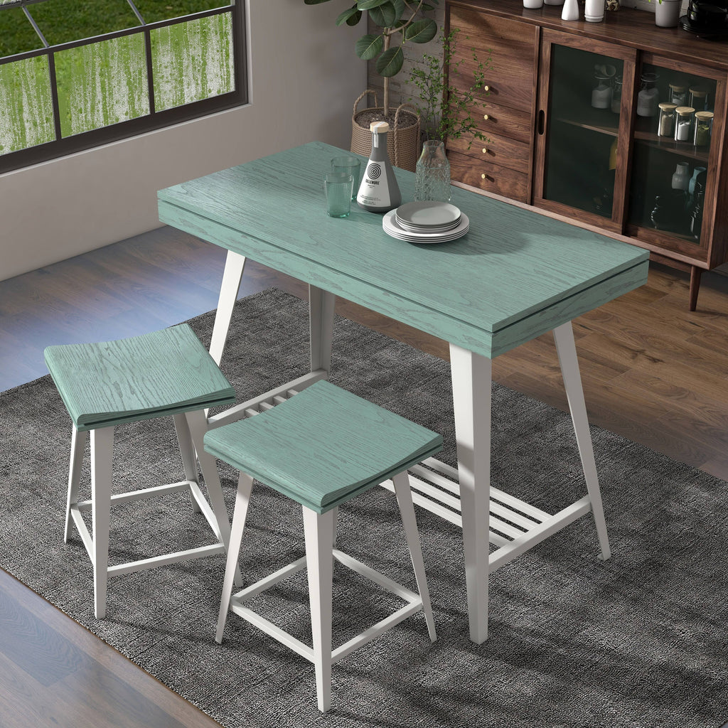 3-Piece Counter Height Table Set Dark Oak X482