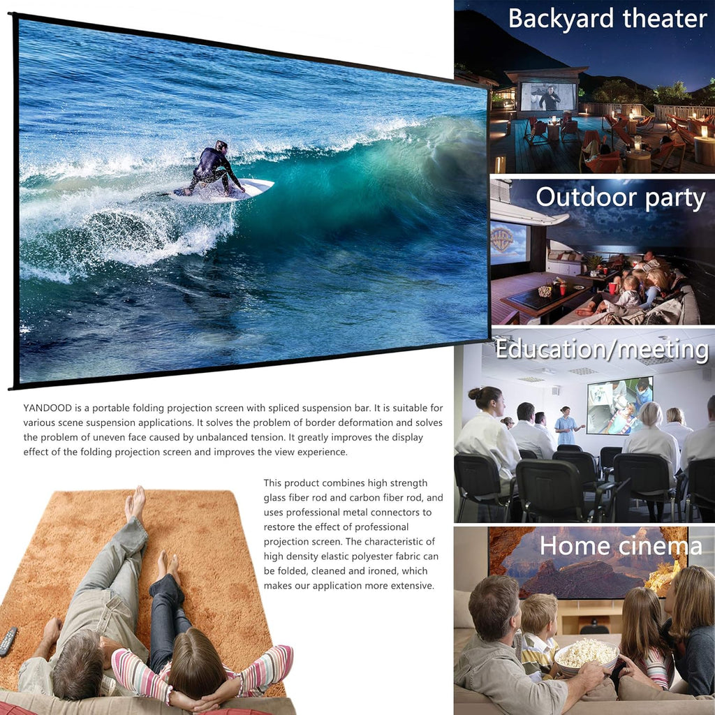 Foldable Projector Screen 120 inch 16:9 HD 4K Anti-Crease Black Backing Portable Projection Screen Pack of 2 Z841171